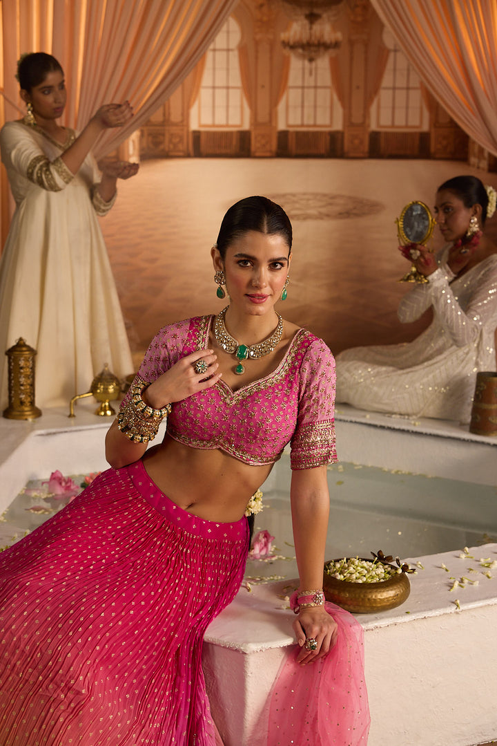 Neerus Rani Embroidery work georgette fabric ghagra set