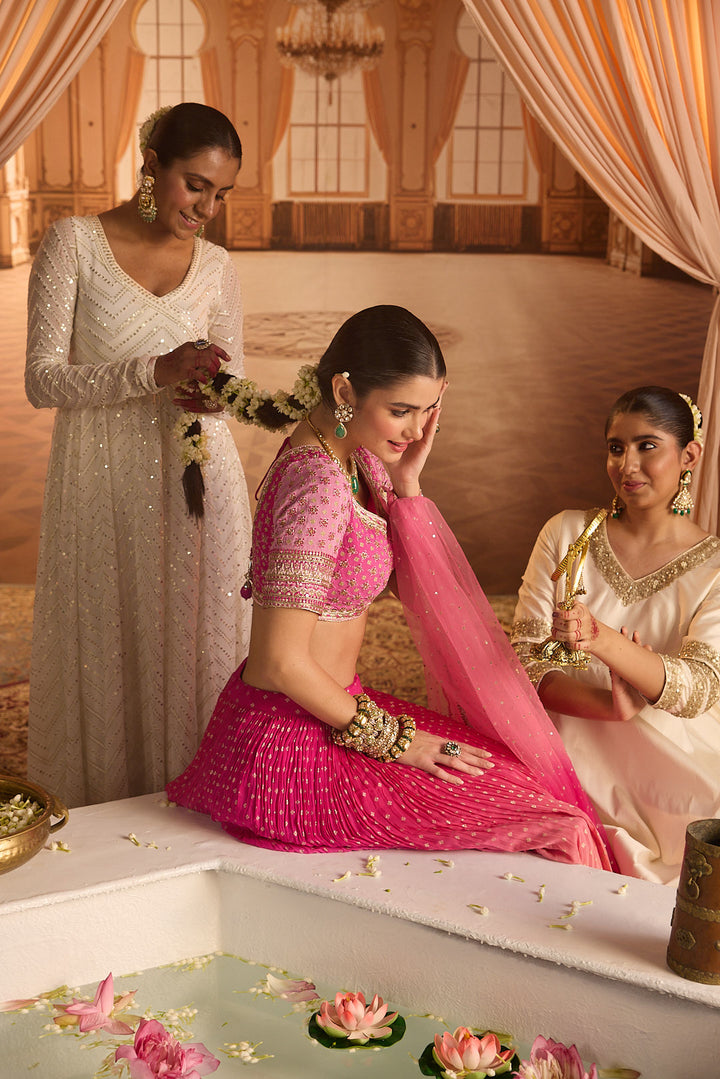 Neerus Rani Embroidery work georgette fabric ghagra set