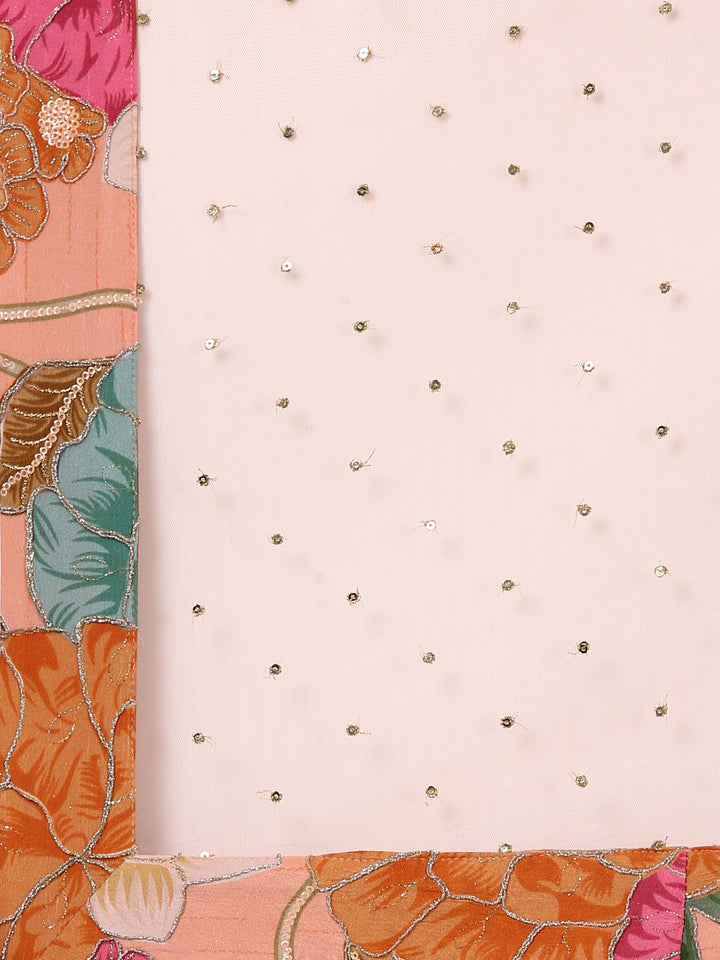 Peach Crepe Hand Embroidery Palazzo Set