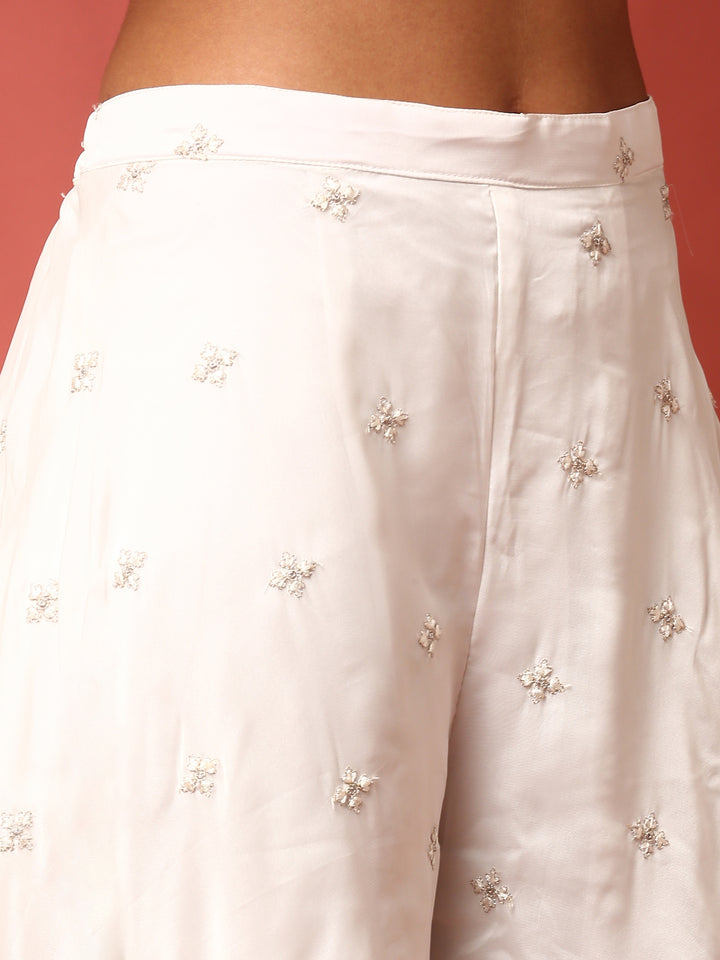 White Georgette Hand Embroidered three piece sharara set