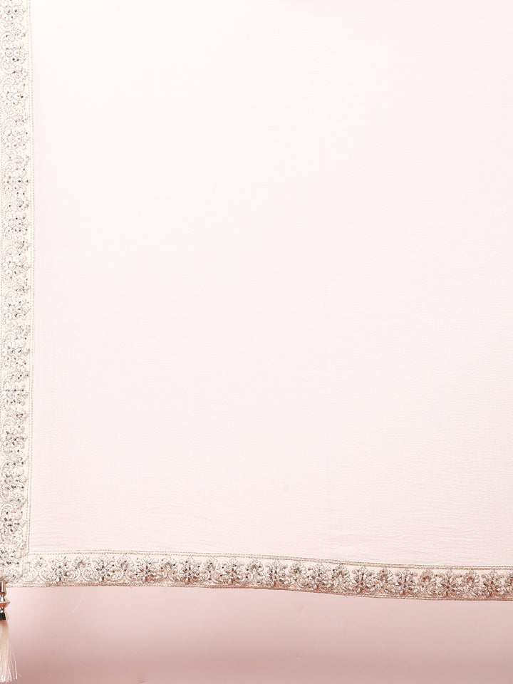 White Georgette Hand Embroidered three piece sharara set