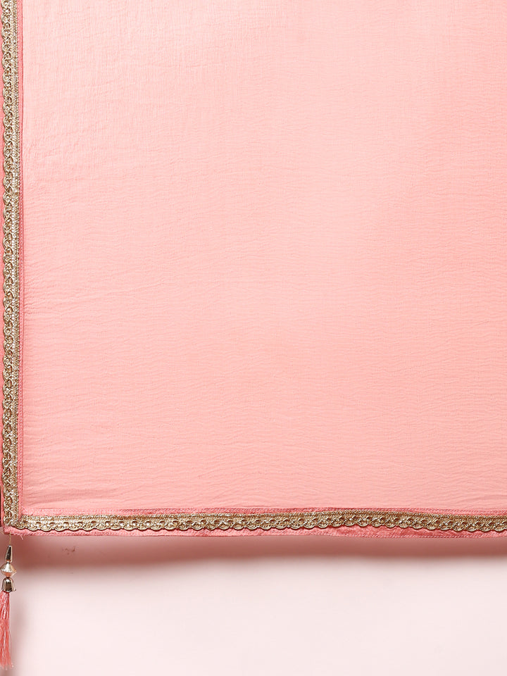 Pink thread work jacket three piece suit set