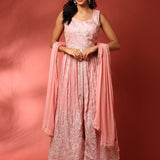 Pink thread work jacket three piece suit set