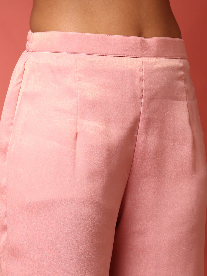 Pink thread work jacket three piece suit set