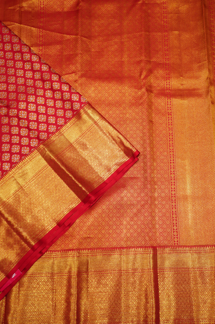 Red Kanchi Pattu Zari And Handwoven Weaved Saree