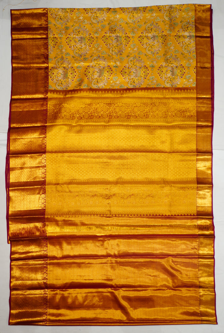 Yellow Kanchi Pattu Zari And Handwoven Saree