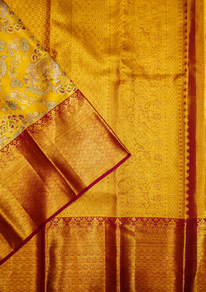 Yellow Kanchi Pattu Zari And Handwoven Saree