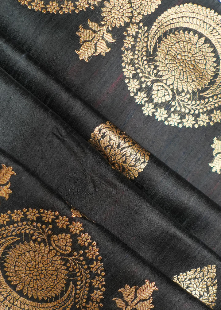 Black Tussar Handloom Jewellery Border All Over Buttas Saree