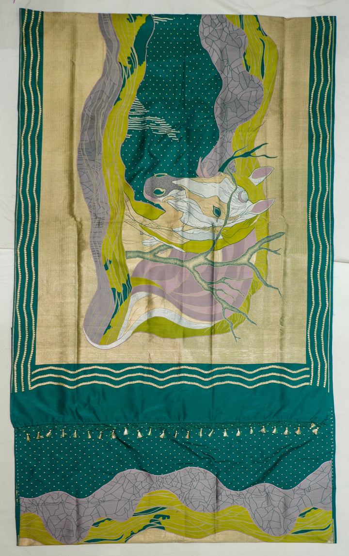 Bottle Green Banaras Silk Handwoven Saree