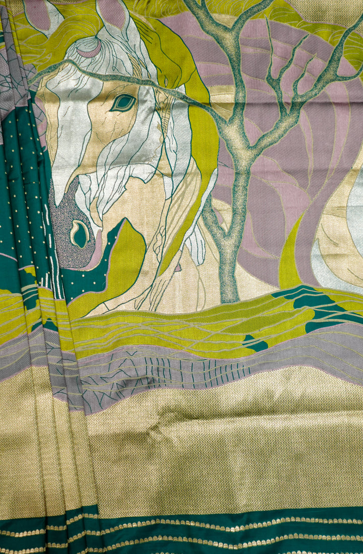 Bottle Green Banaras Silk Handwoven Saree