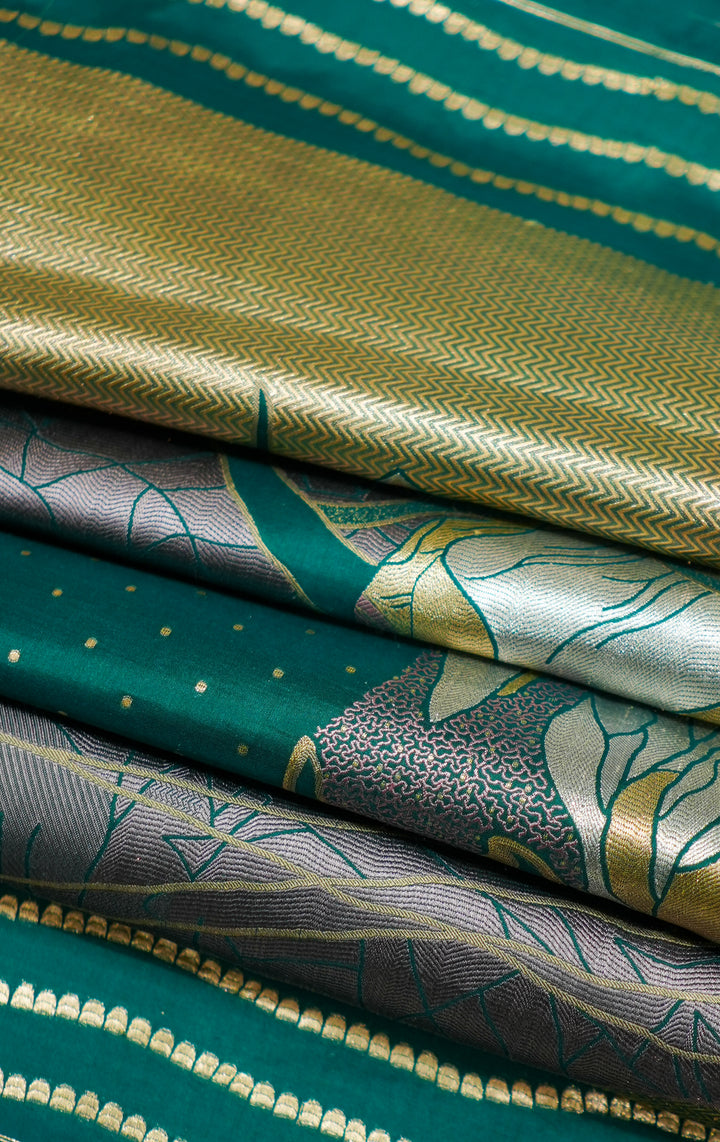 Bottle Green Banaras Silk Handwoven Saree