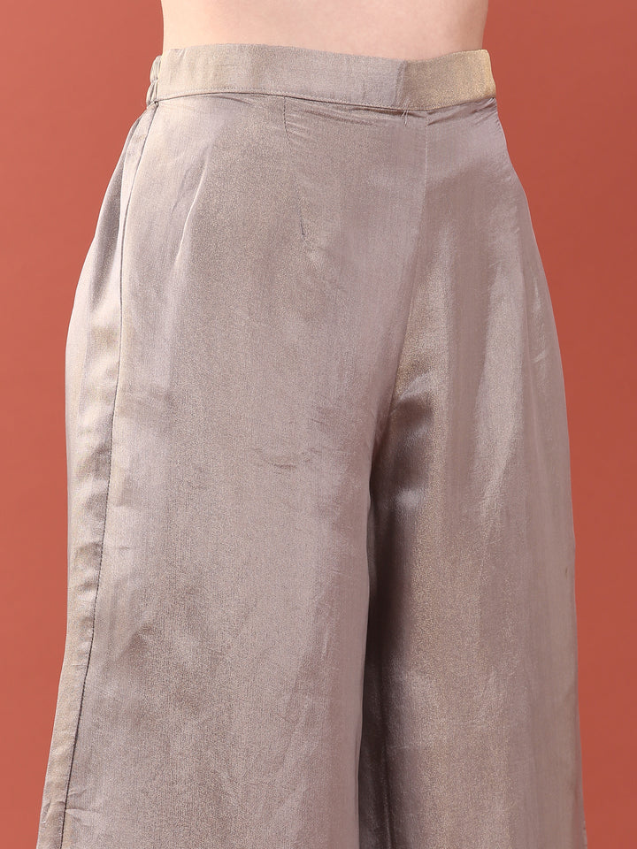 Grey Tissue Embroidery Anarkali Set