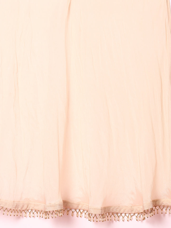 Beige Banaras short kurta and palazoo Three piece set