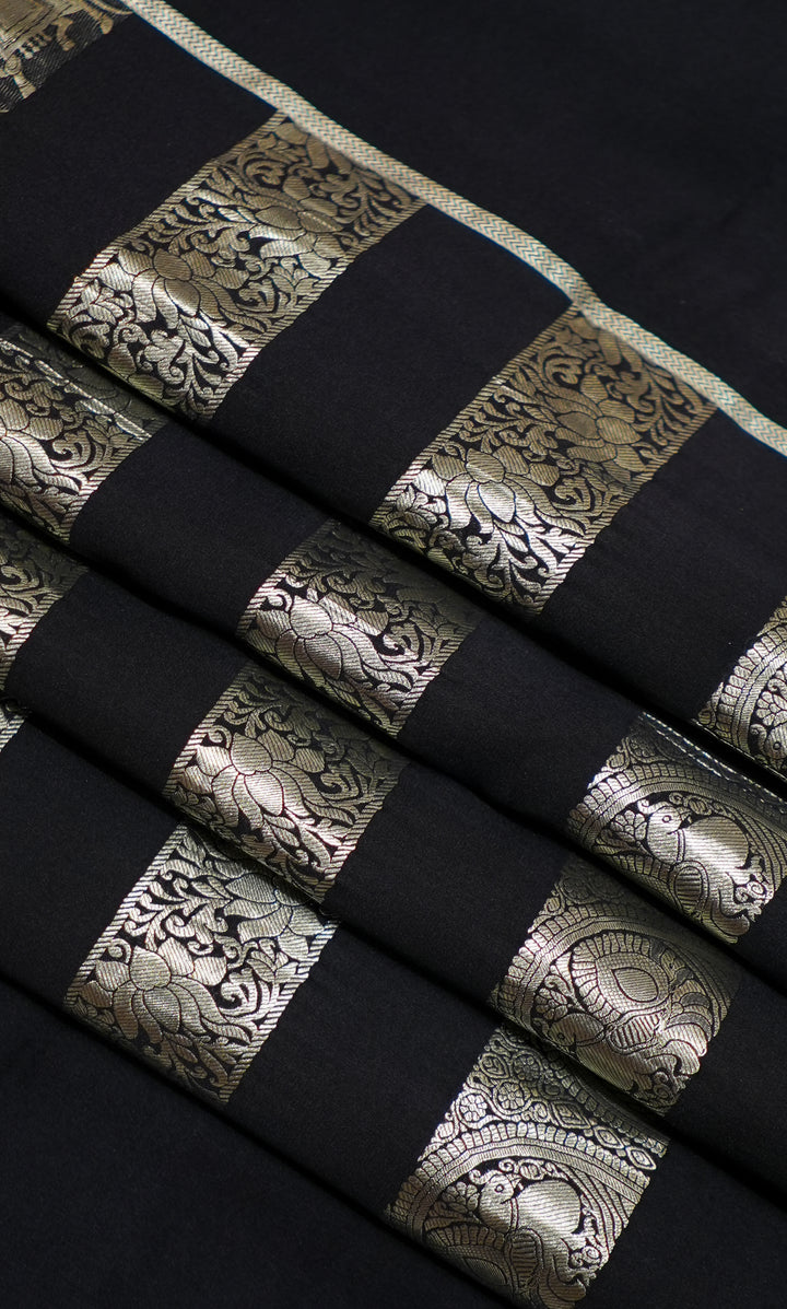 Black Banaras Silk Zari And Handwoven Saree