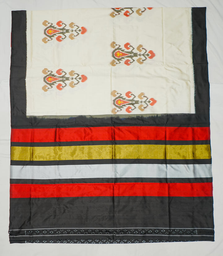 Cream Patola Handloom All Over Saree With Multi Butta