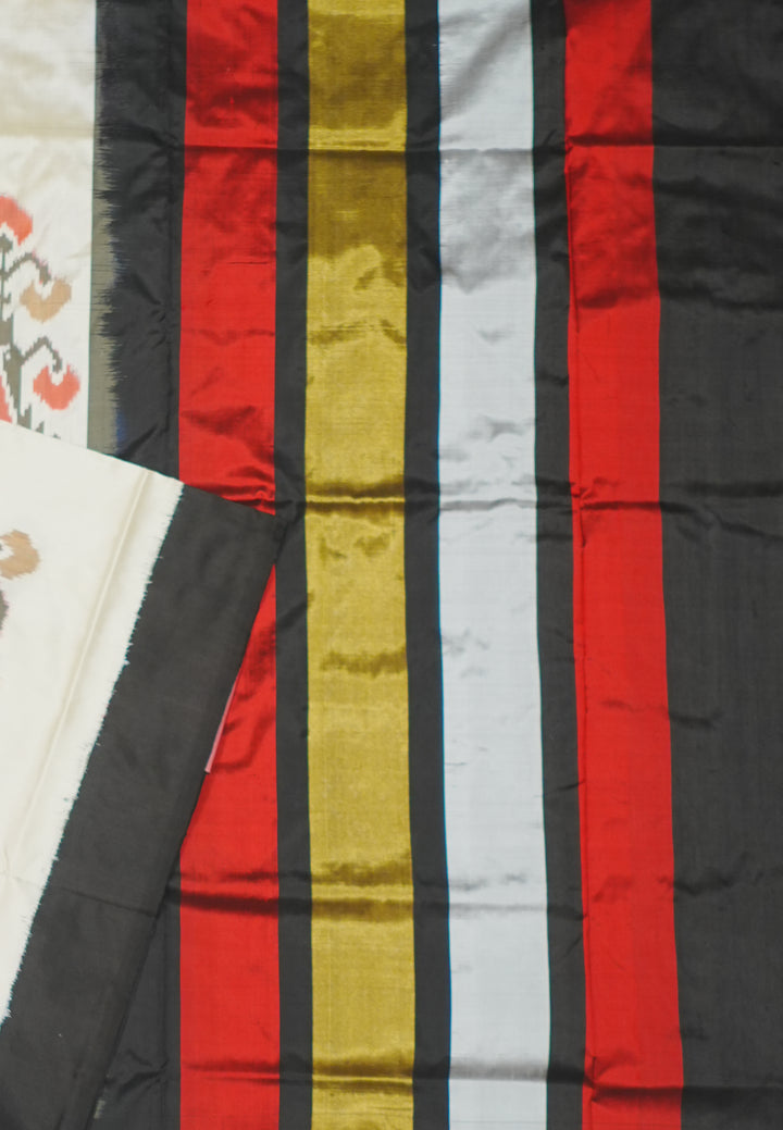 Cream Patola Handloom All Over Saree With Multi Butta