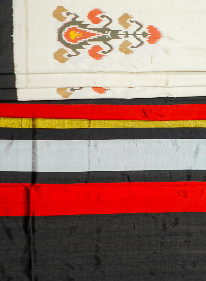 Cream Patola Handloom All Over Saree With Multi Butta