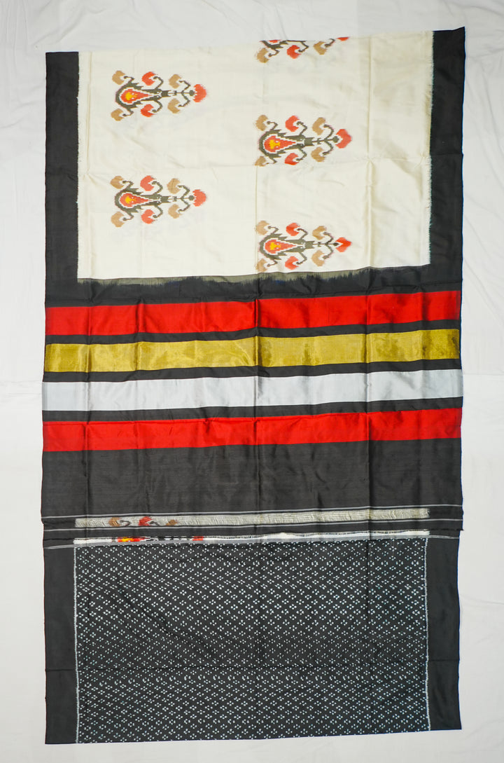 Cream Patola Handloom All Over Saree With Multi Butta