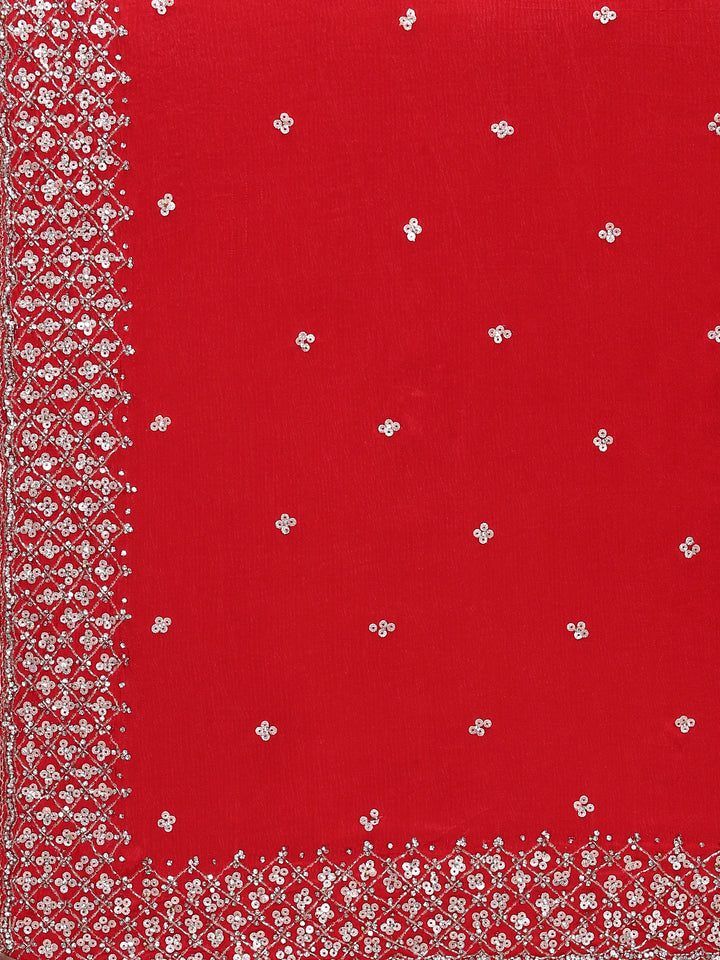 Pink Satin Stone And Thread Embroidery Saree