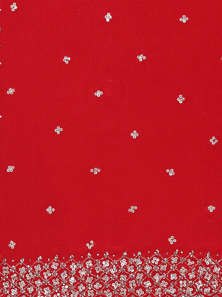 Pink Satin Stone And Thread Embroidery Saree