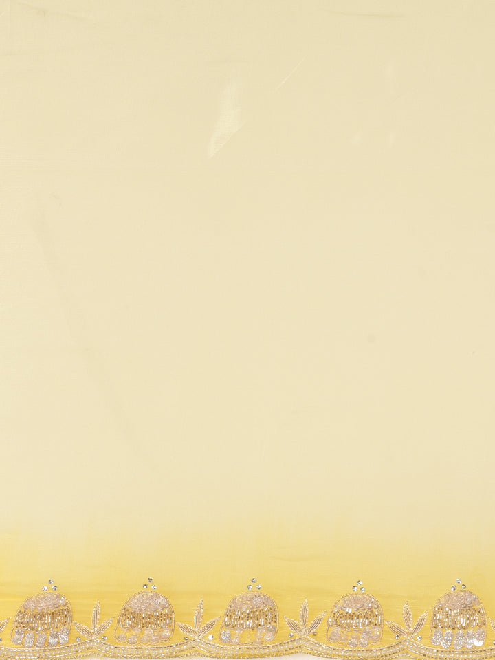 Lemon Silk Saree With Stone Work Readymade Blouse