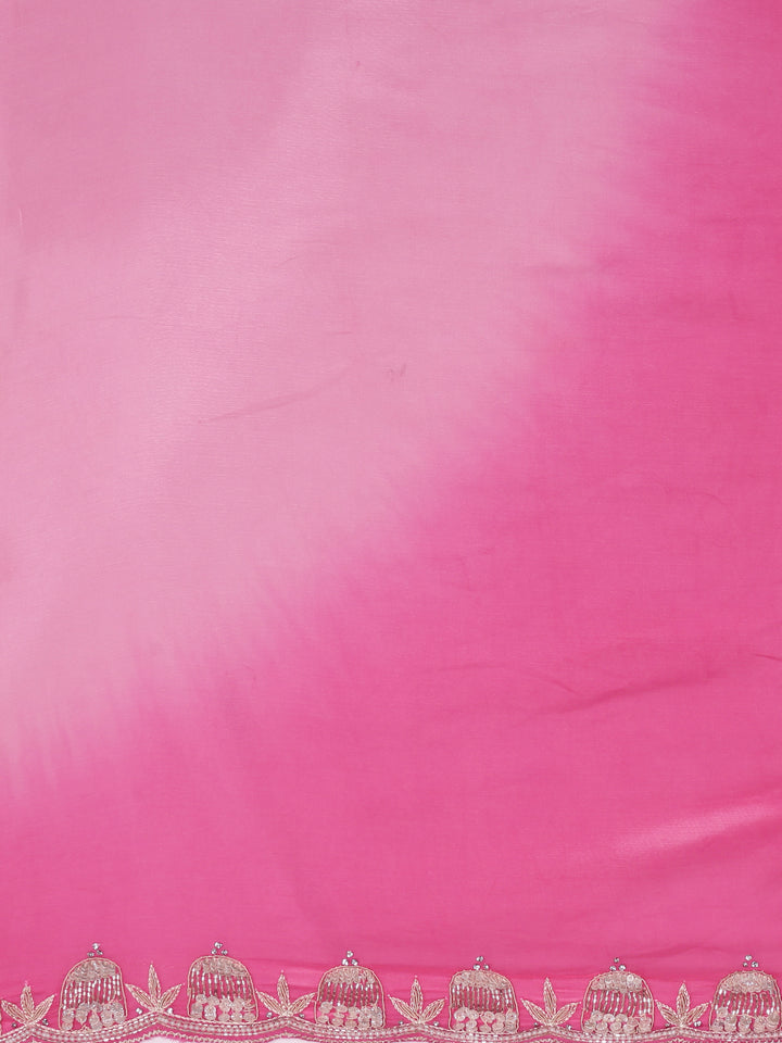 Pink Silk Saree With Stone Work Readymade Blouse