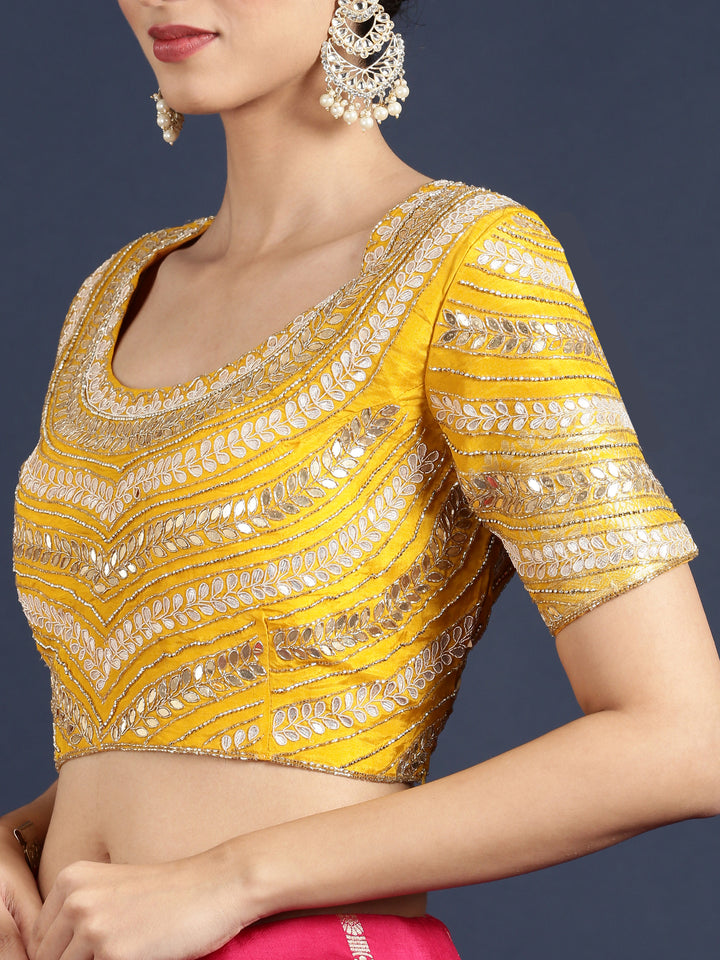 Rani Pink Banaras Weaved Saree With Embroidery Readymade Blouse