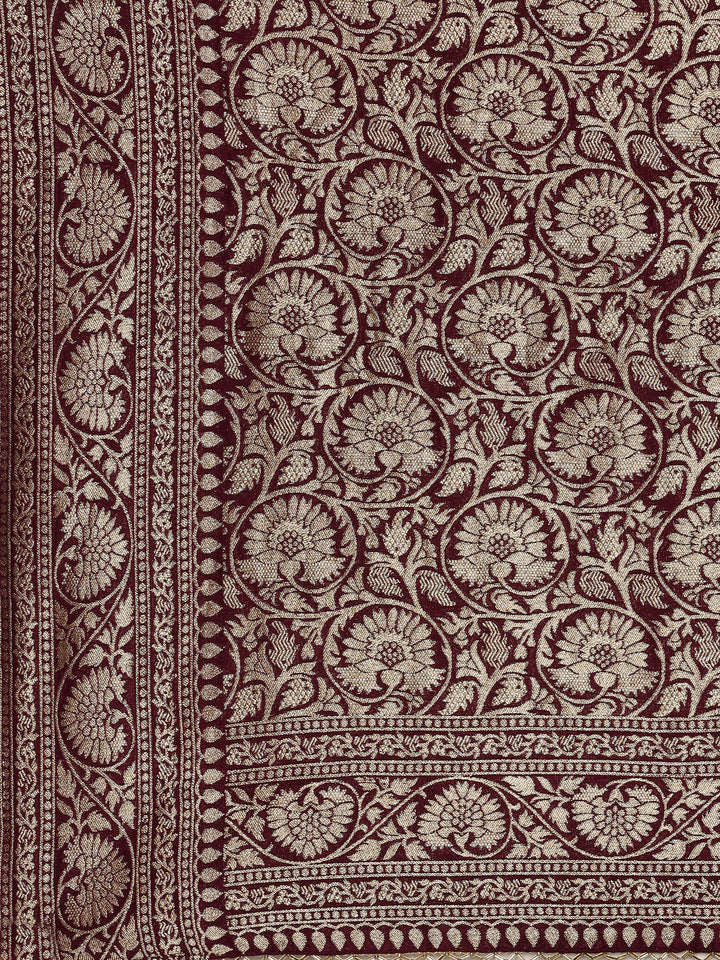 Purple Banaras Weaved Saree With Embroidery Readymade Blouse