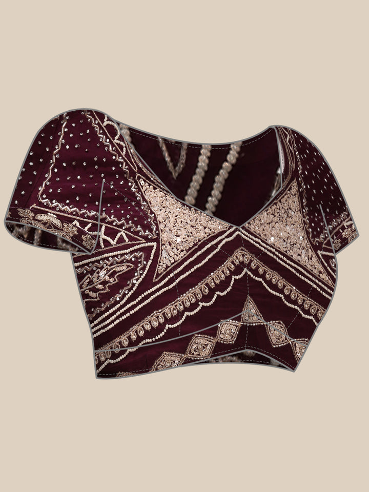 Purple Crepe Embroidery Saree With Readymade Blouse