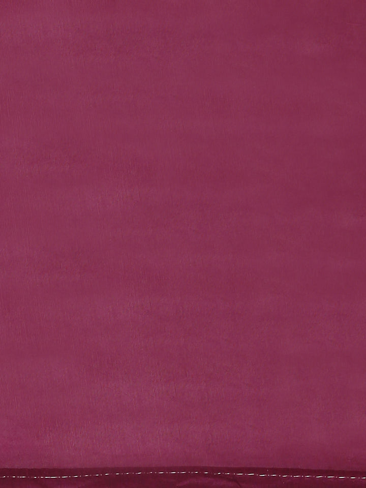 Purple Crepe Embroidery Saree With Readymade Blouse