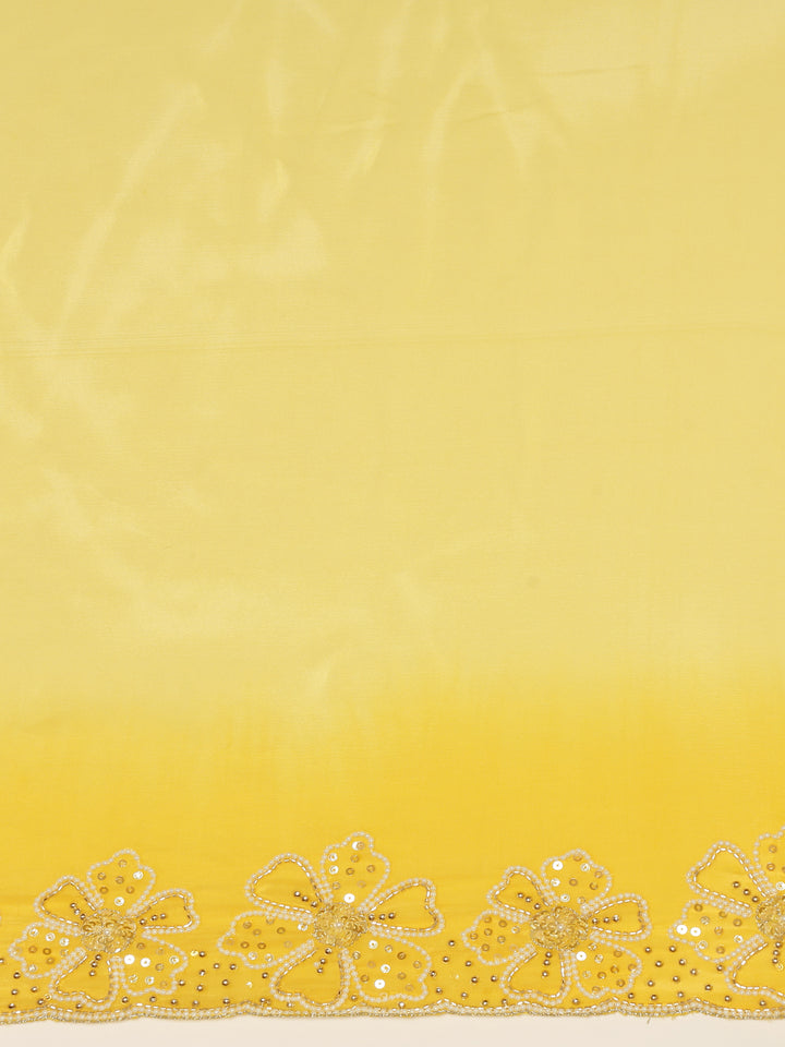 Lemon Silk Saree With Stone Work Readymade Blouse