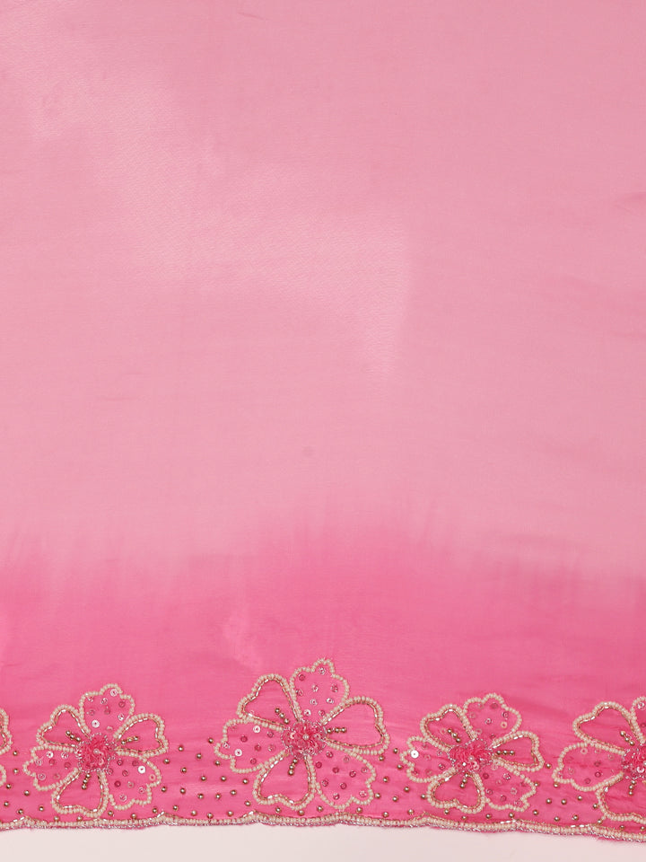 Pink Silk Saree With Stone Work Readymade Blouse