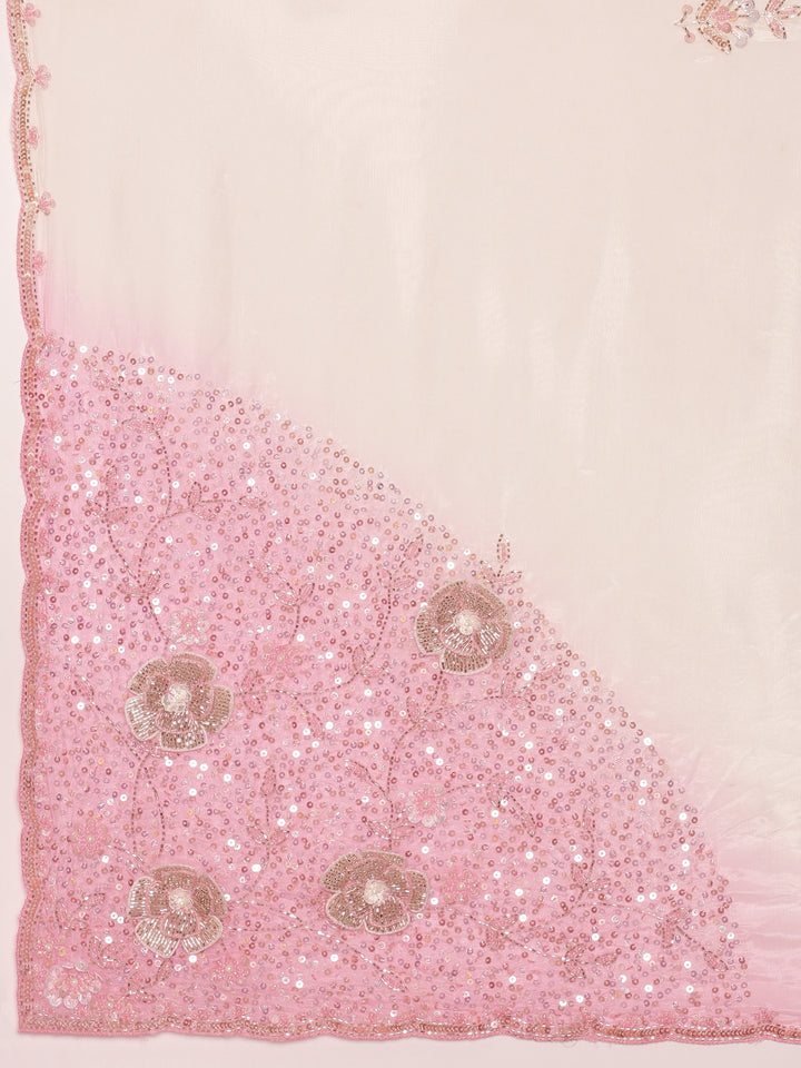 Baby Pink Crepe Stone Work Saree