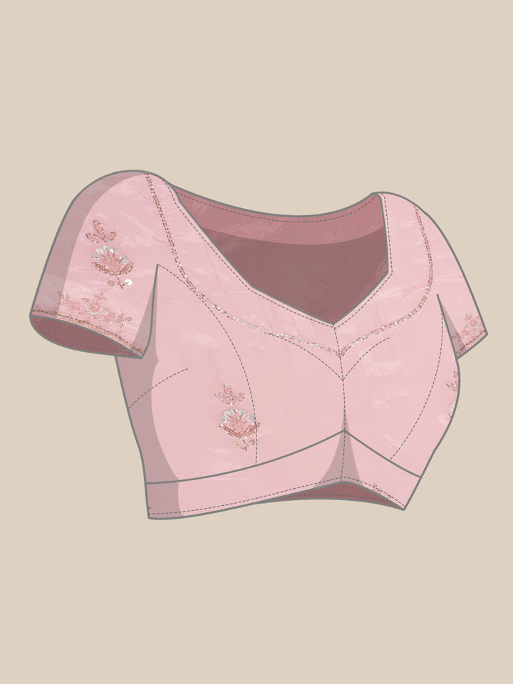 Baby Pink Crepe Stone Work Saree