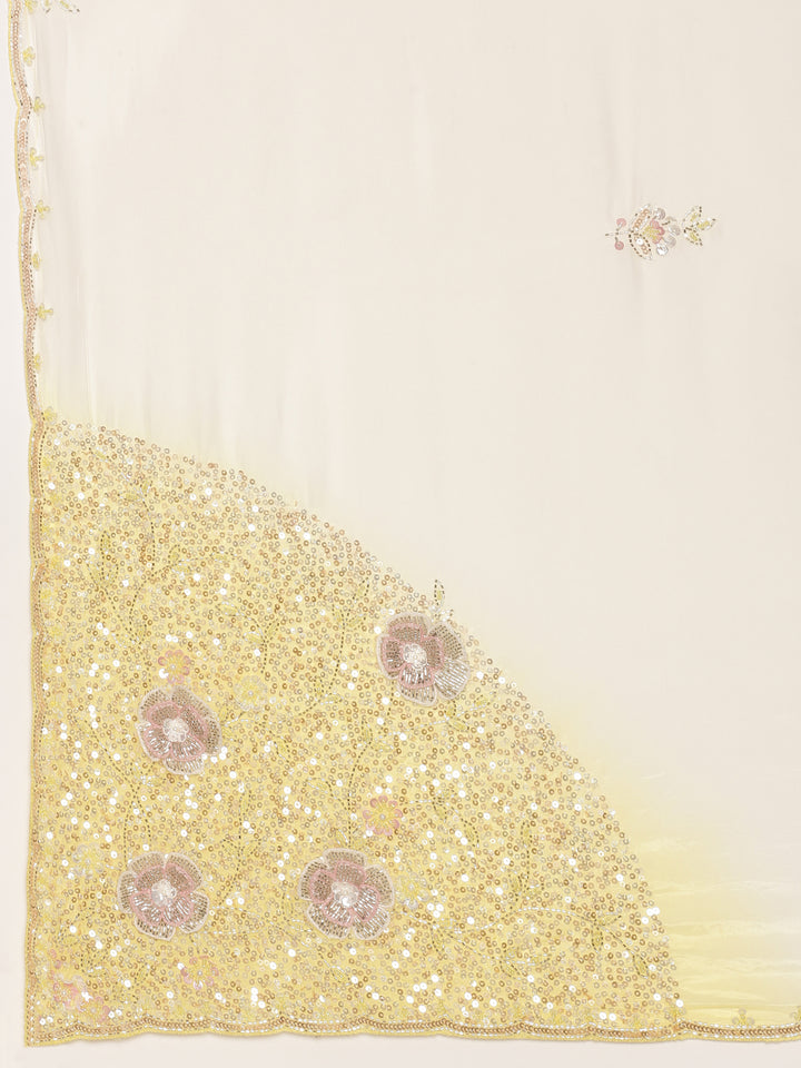 Lemon Crepe Stone Work Saree