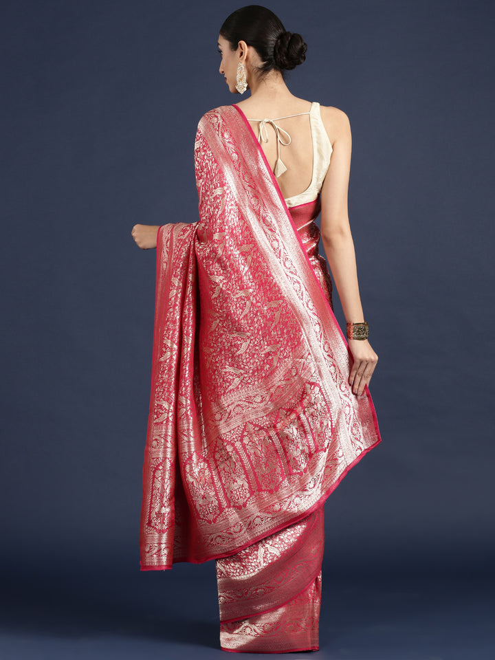 Rani Pink Banaras Weaved Saree
