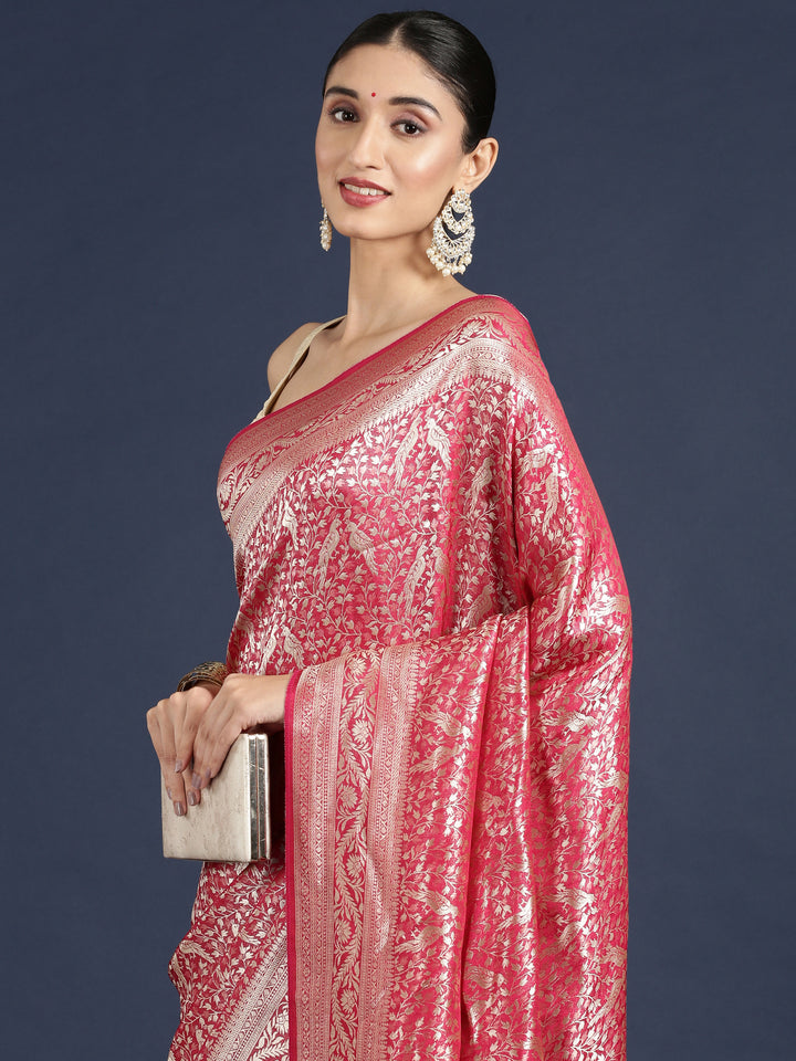Rani Pink Banaras Weaved Saree