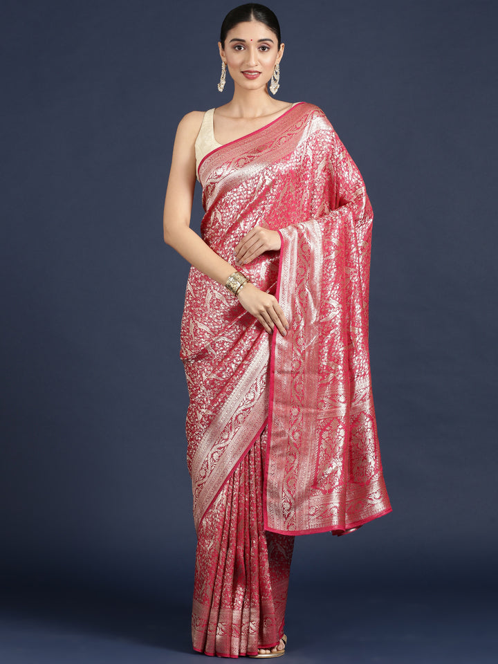 Rani Pink Banaras Weaved Saree