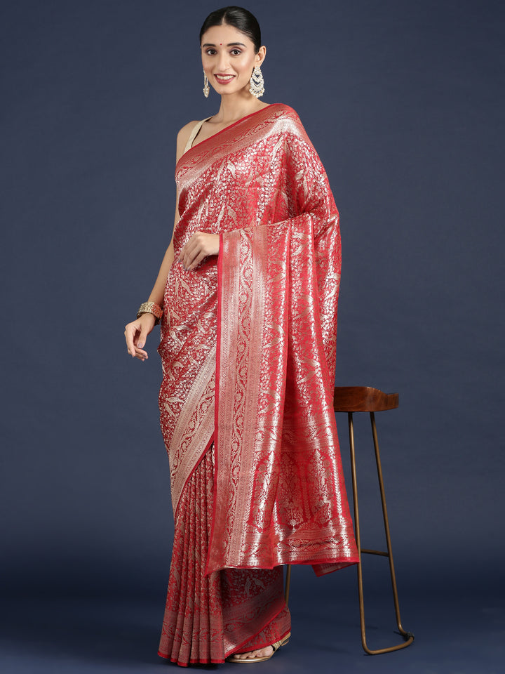 Red Banaras Weaved Saree