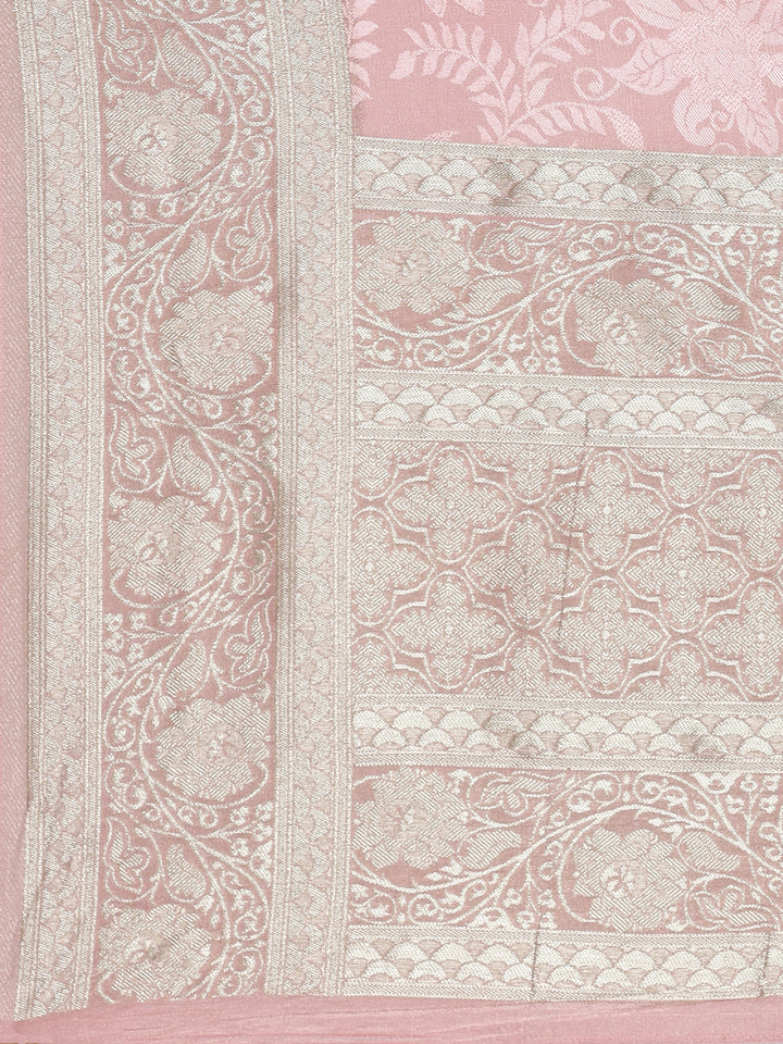 Baby Pink Banaras Weaved Saree