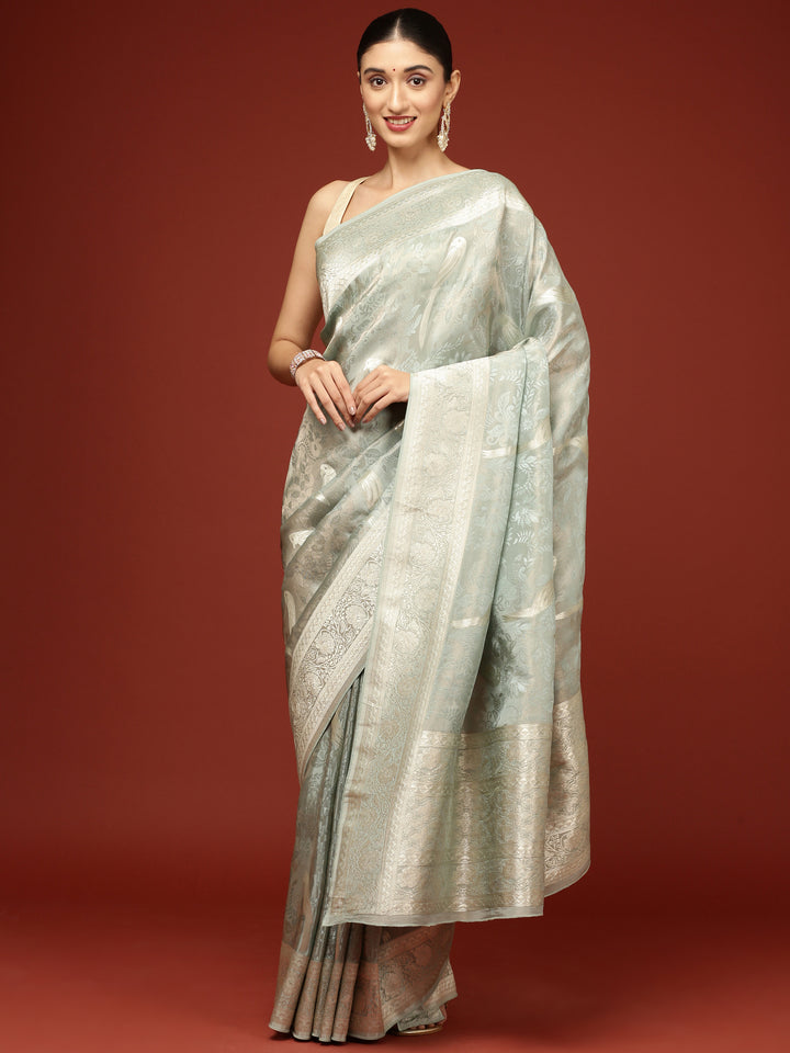 Sea Blue Banaras Weaved Saree