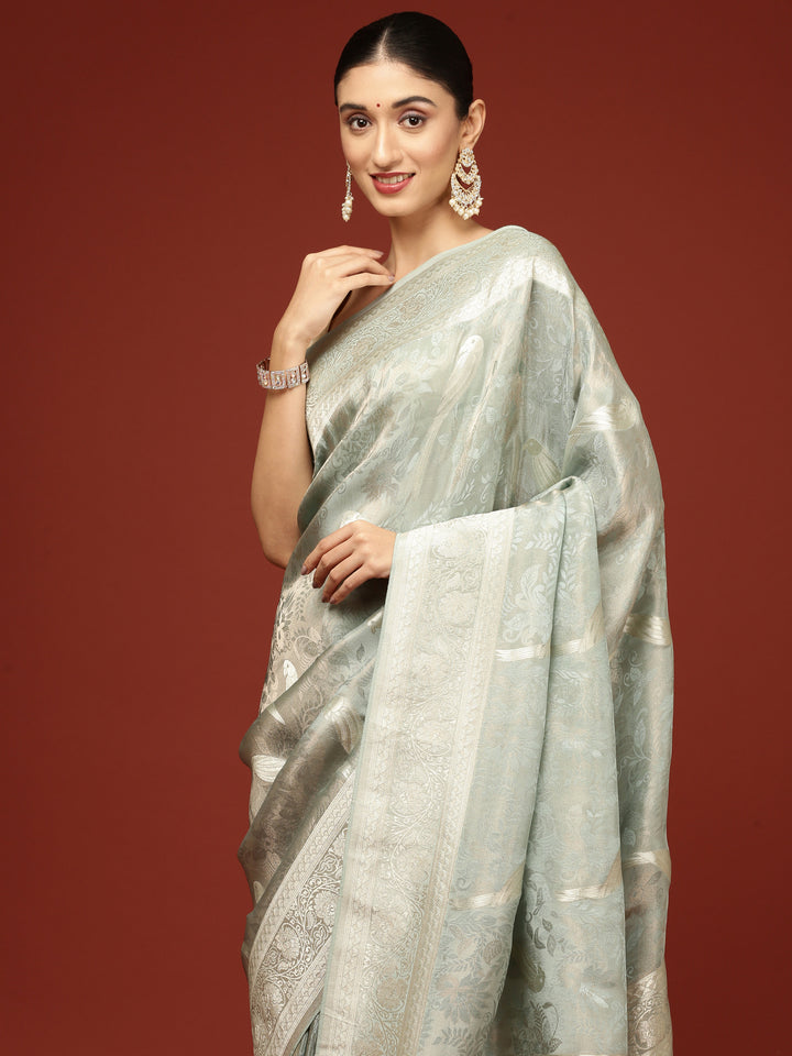 Sea Blue Banaras Weaved Saree
