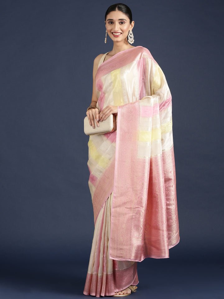 Pink Banaras Weaved Saree