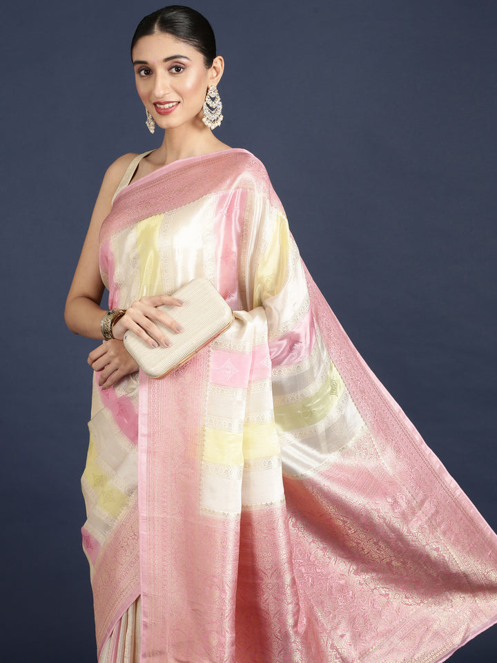 Pink Banaras Weaved Saree