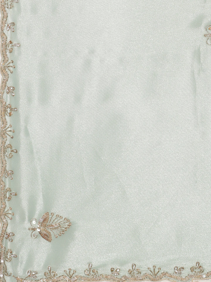 Blue Tissue Saree With Stone Work Readymade Blouse