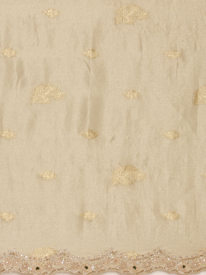 Pista Green Tissue Weaved Saree With Stone Work Readymade Blouse