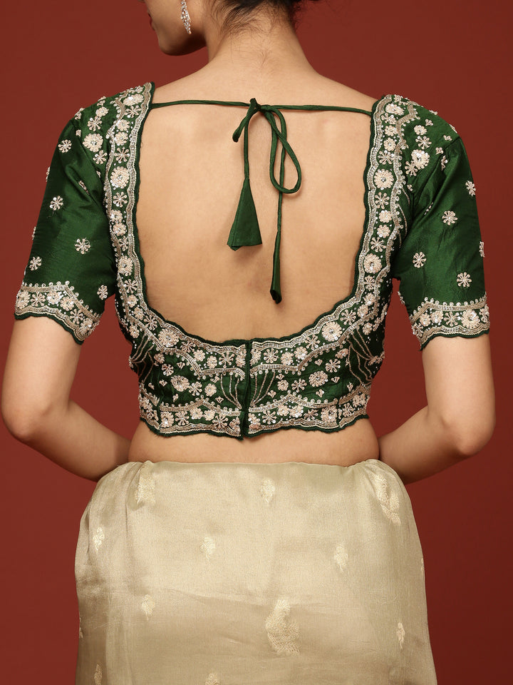 Pista Green Tissue Weaved Saree With Stone Work Readymade Blouse