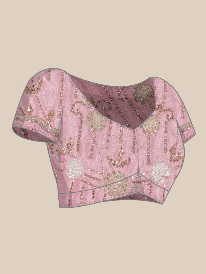 Off White Crepe Saree With Embroidery Work On Readymade Blouse