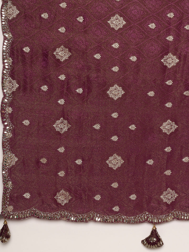 Purple Banaras Weaved Saree With Embroidery Readymade Blouse