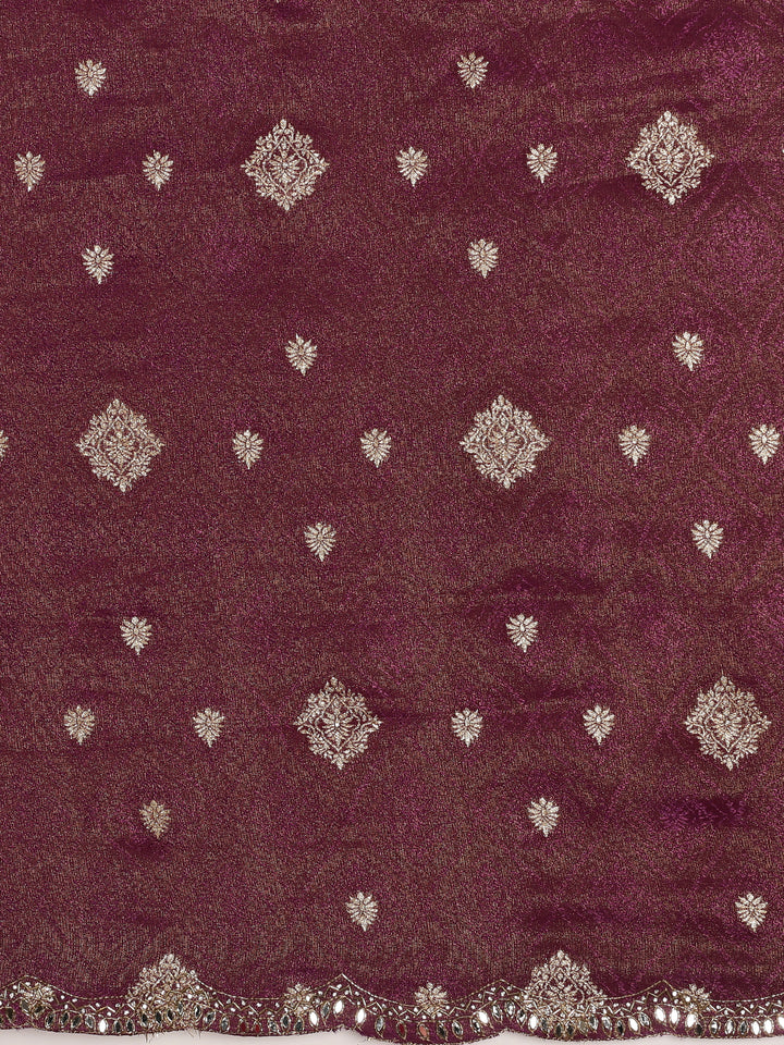 Purple Banaras Weaved Saree With Embroidery Readymade Blouse